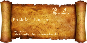 Matkó Larion névjegykártya
